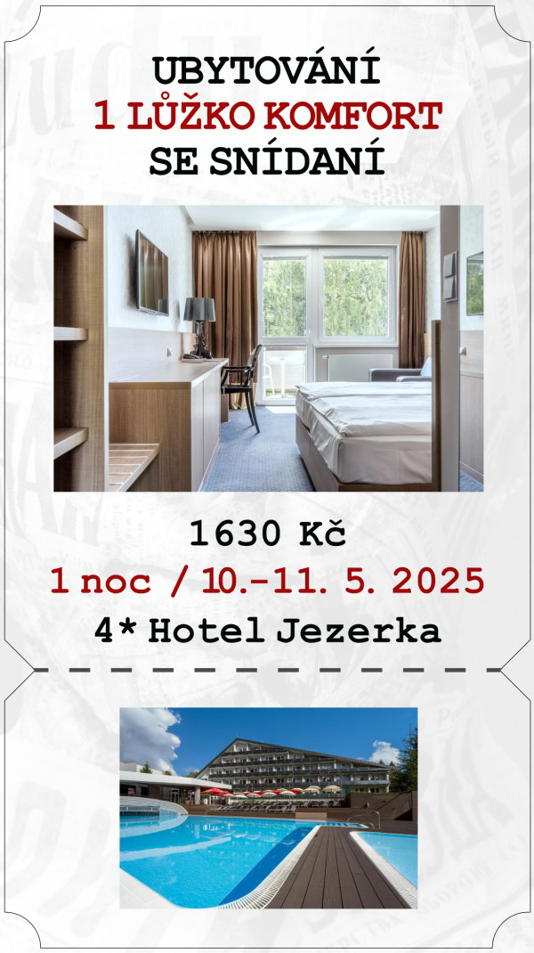 1 lůžko ze soboty na neděli na pokoji Komfort