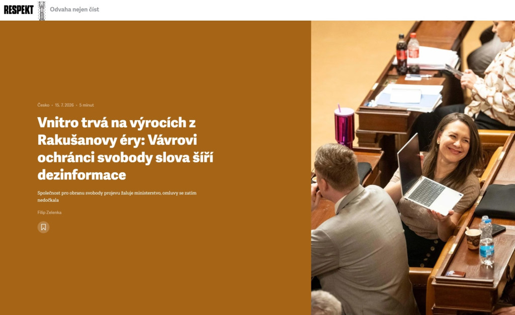 RespektMVsmall Reakce SOSP na nepravdivý výrok Respektu o naší žalobě na Rakušanovo Ministerstvo vnitra